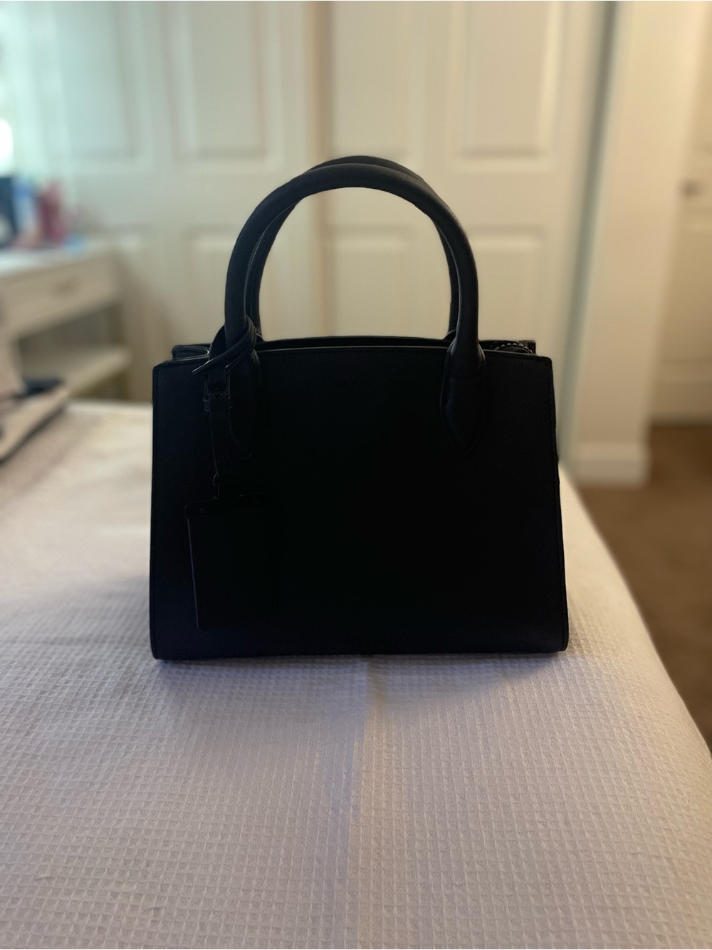 Aldo Black Structured Satchel with Top Handles